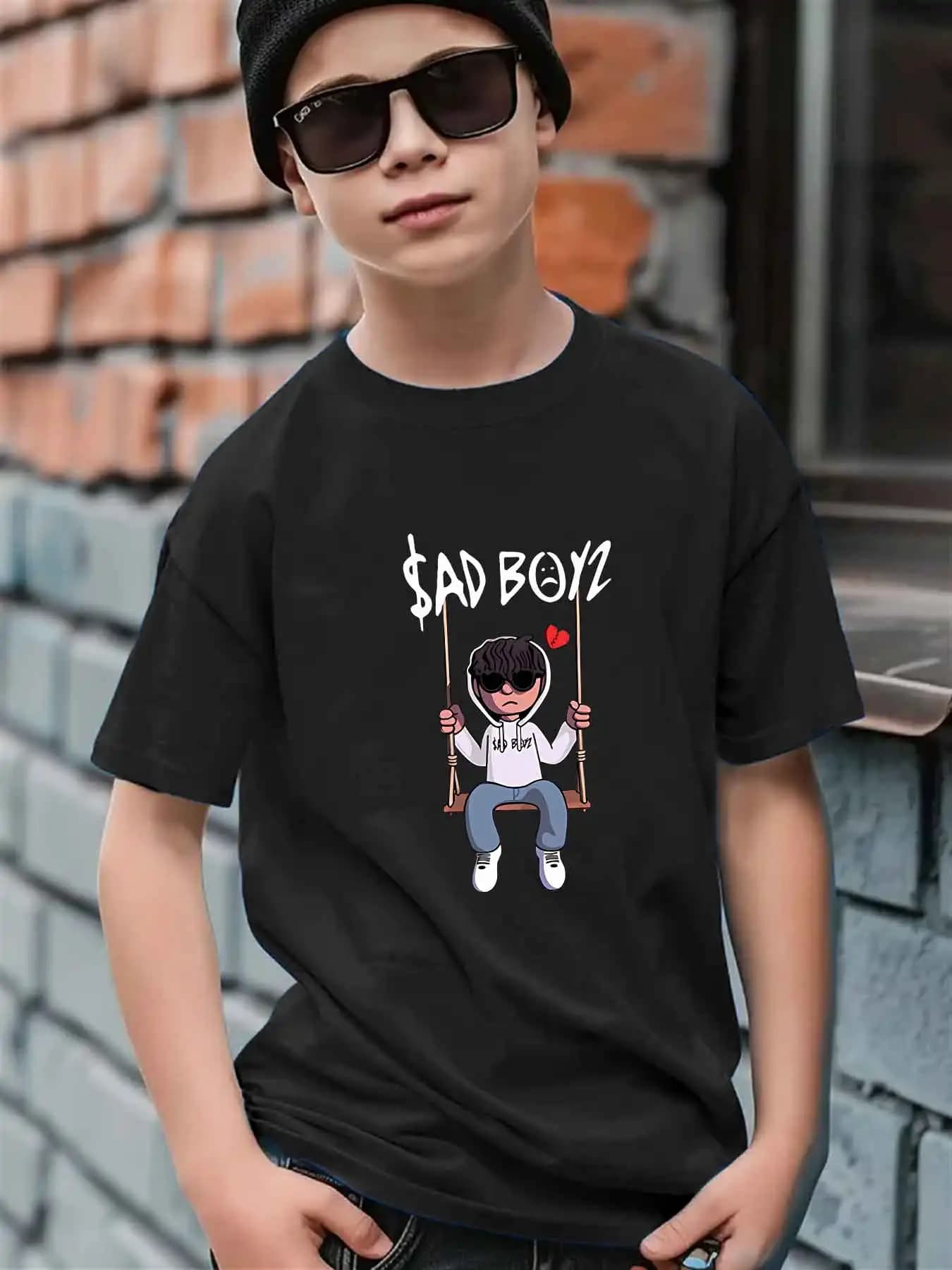 T-shirt per bambini con motivo carino, comoda maglietta estiva a maniche corte per bambini, abbigliamento per bambini a 0 collo