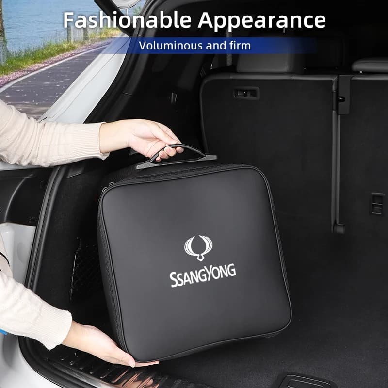 EV Car Charging Cable Storage Box Electric Vehicle Charger Cables Carry Bag For SsangYong Actyon Korando Rexton Kyron Rodius