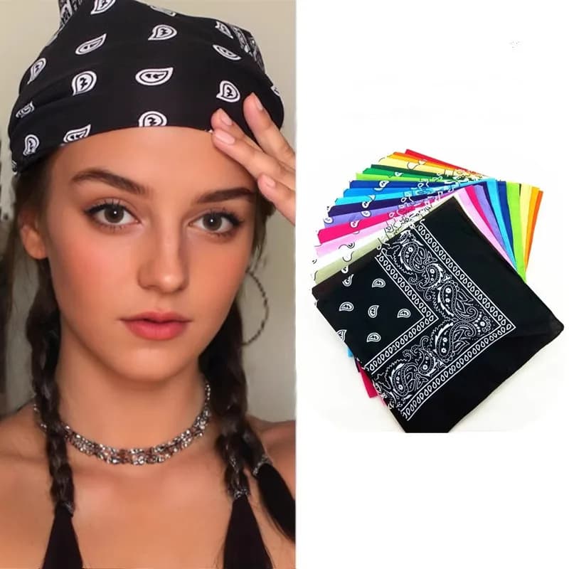 1-4 pieces hip hop cotton stripe square scarf 54 cm * 54 cm black red paisley printed band for women/men/boys/girls