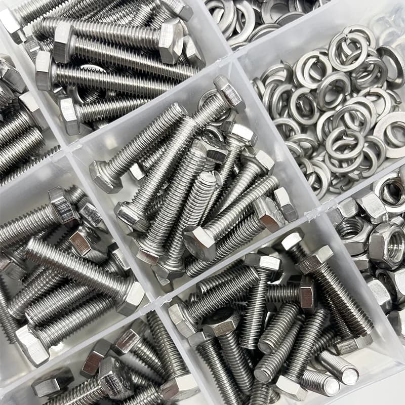 535-Piece Hexagon Head Bolts, Nuts and Flat Washers Kit, M3/M4/M5/M6 Heavy Duty Stainless Steel Full Thread