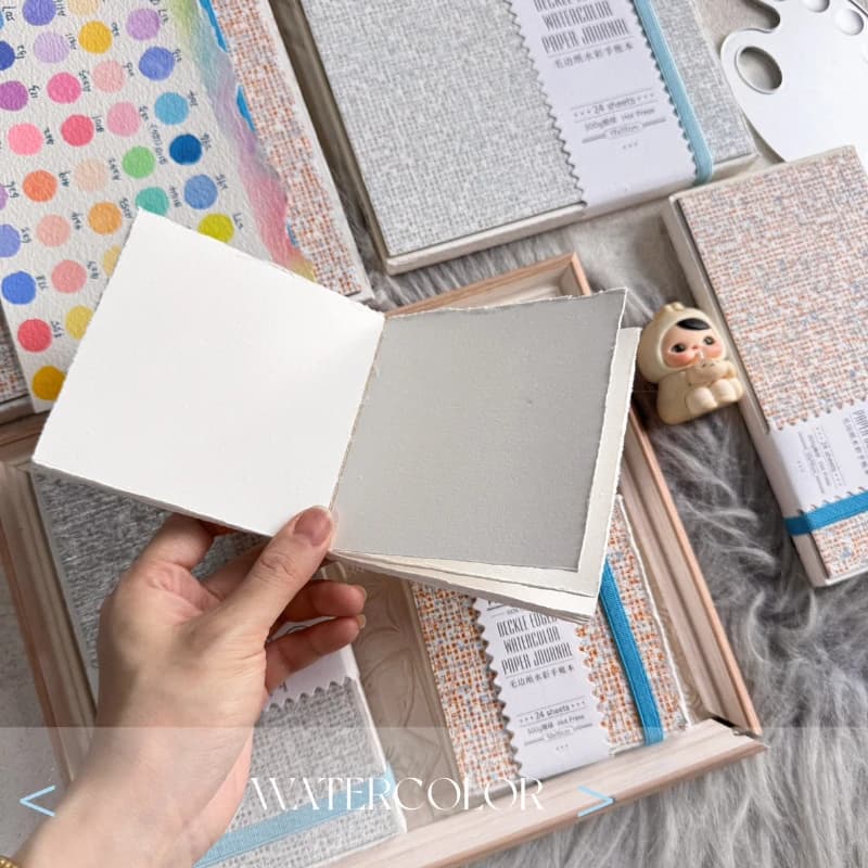 POTENTATE 100% Cotton Watercolor Book with Rough Edges 300g Portable Watercolor Sketchbook Drawing Books for Artists