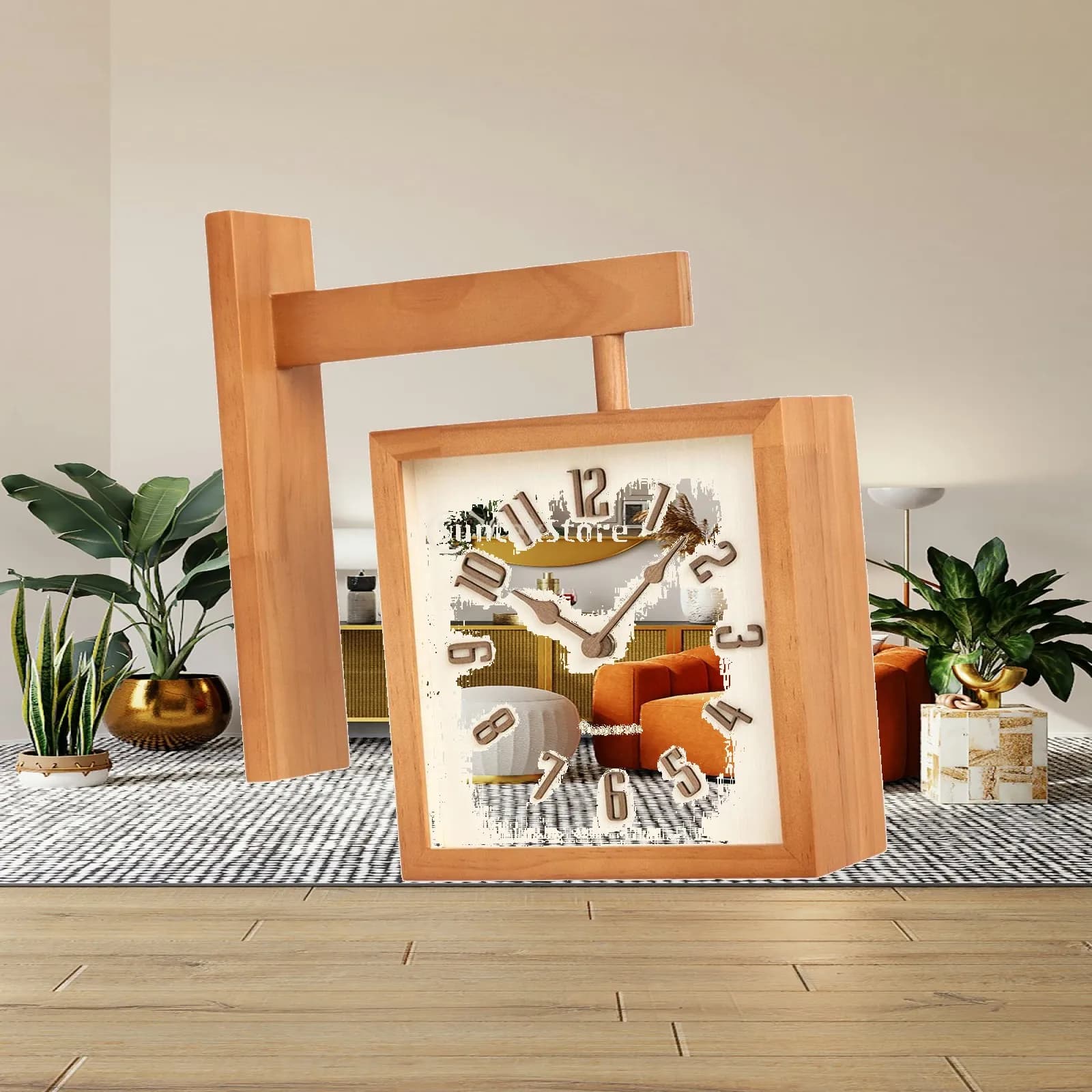 Wooden Corner Wall Clock Double Faced Silent Wall Clocks Luxury Minimalist Design Room Clock for Hotel Dining