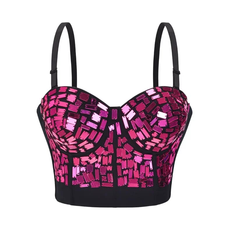 Moda Donna Corsetti sexy Crop Top Spaghetti Strap Reggiseno push up Punk Rave Rock Bralette Nightclub Party Sexy Camis femminili
