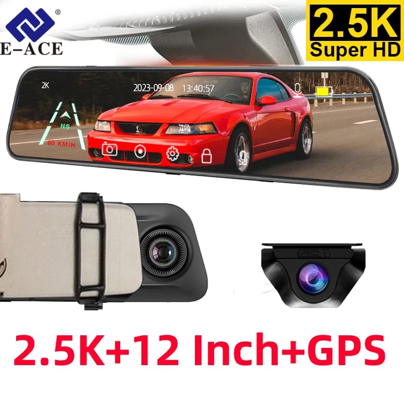 ACCEO Dashcam Touch Screen 12 Inch Car Room Mirror Dash Cam Car Recorder with Sony Car Rear Camera Black Box