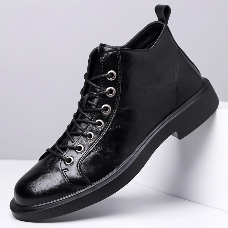 Ankle Boots for Man Outdoor Hiking Casual Shoes Male Sneakers Personality Mens Motorcycle Boots Lace-up Solid Botas