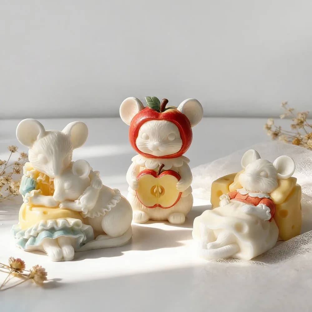 Stampi in Silicone a Forma di Topolini Cartoon per Candele Fai da Te, Ornamenti 3D Carini a Forma di Topo, Stampi per Gesso, Resina Epossidica, Sapone e Candele
