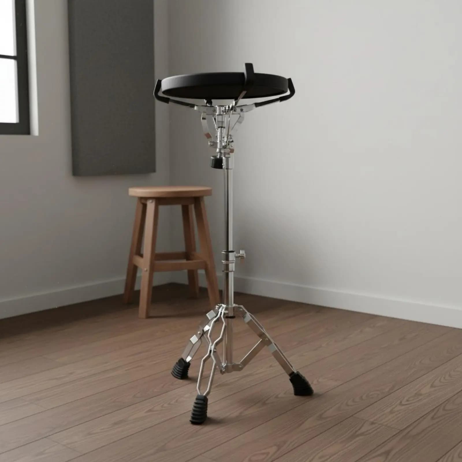 Supporto per rullante pieghevole, supporto regolabile per pad da pratica, accessorio per strumento musicale cromato, leggero