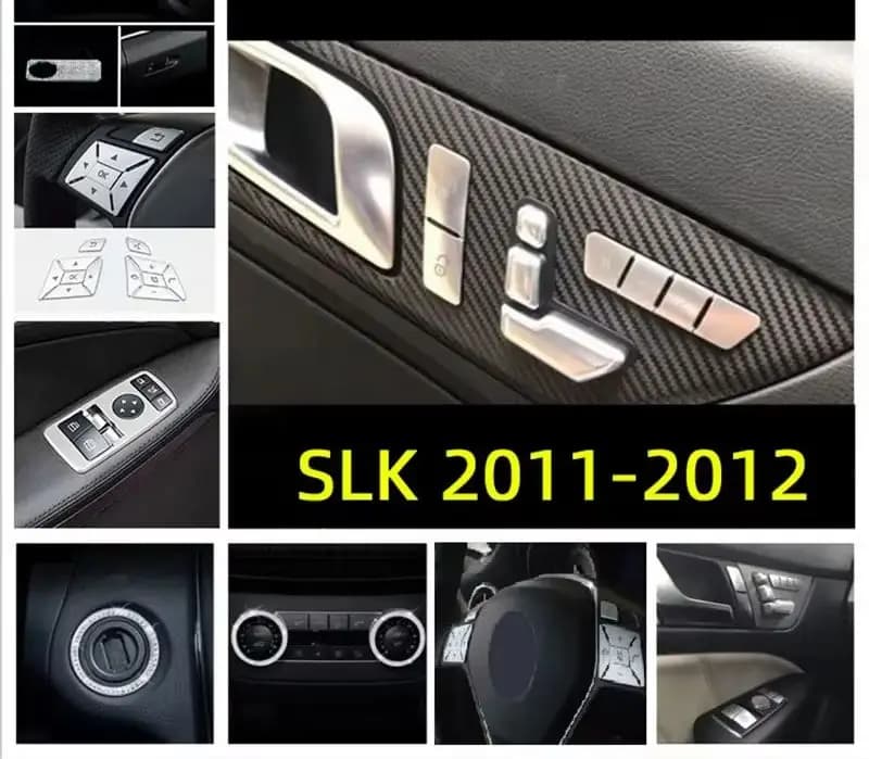 For Mercedes Benz SLK R172 2011 2012, Car Center Console CD Number Multimedia ON Switch Steering Wheel Window Lift Button Patch