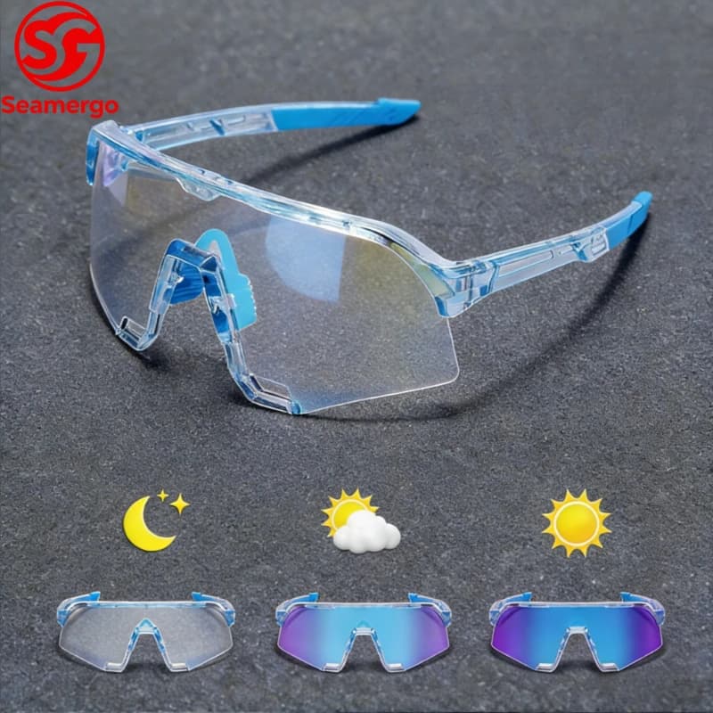 Occhiali da sole sportivi alla moda fotocromatici dai colori abbaglianti Uomo antivento Equitazione Alpinismo Sci Occhiali a prova di raggi ultravioletti