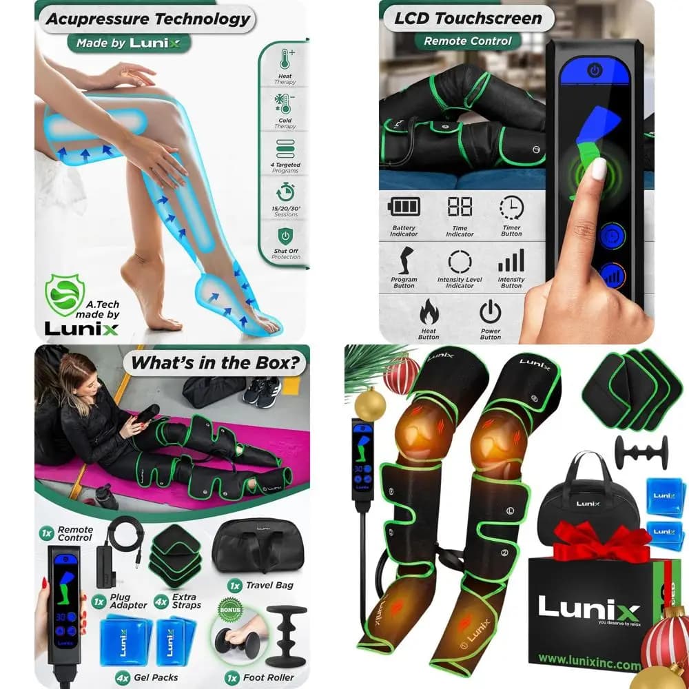 Massaggiatore per gambe intere per una circolazione migliorata, stivali a compressione, sistema di recupero delle gambe, sollievo dal dolore per gambe e piedi, verde