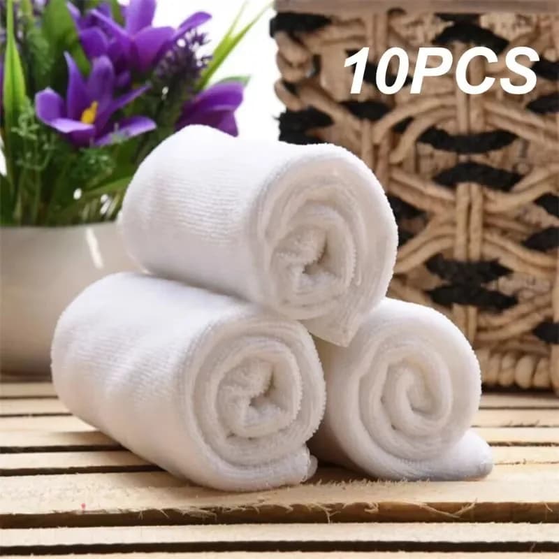 10pc Bianco Morbido Tessuto In Microfibra Asciugamano Per Il Viso Hotel Asciugamano Da Bagno Panni Per Lavaggio Asciugamani Asciugamano Per La Pulizia Multifunzionale Portatile