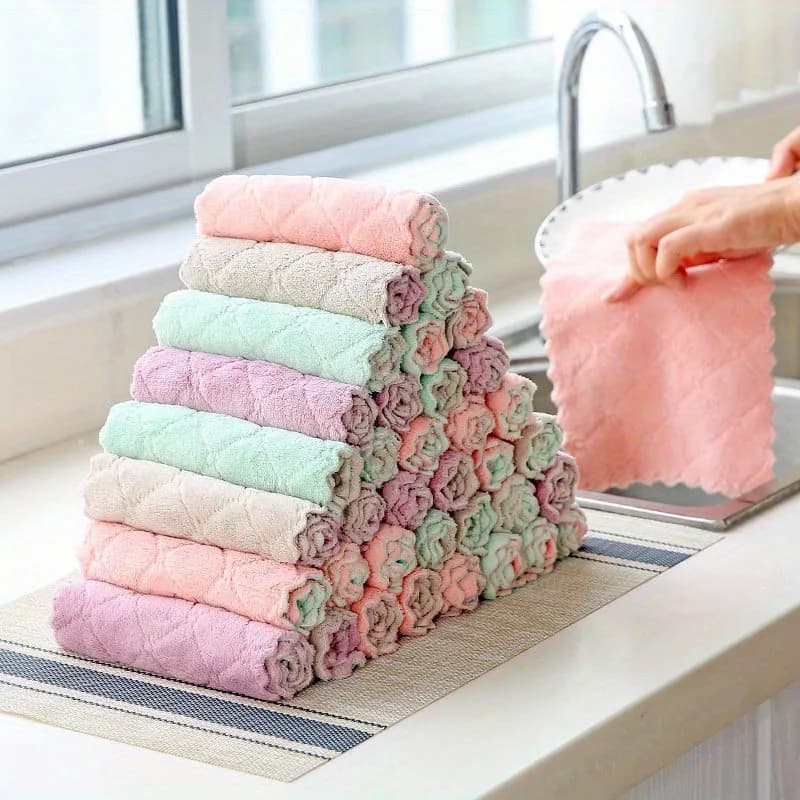 10 pcs microfiber multipurpose towels to wash dishes for double face cleaning kitchen accessories