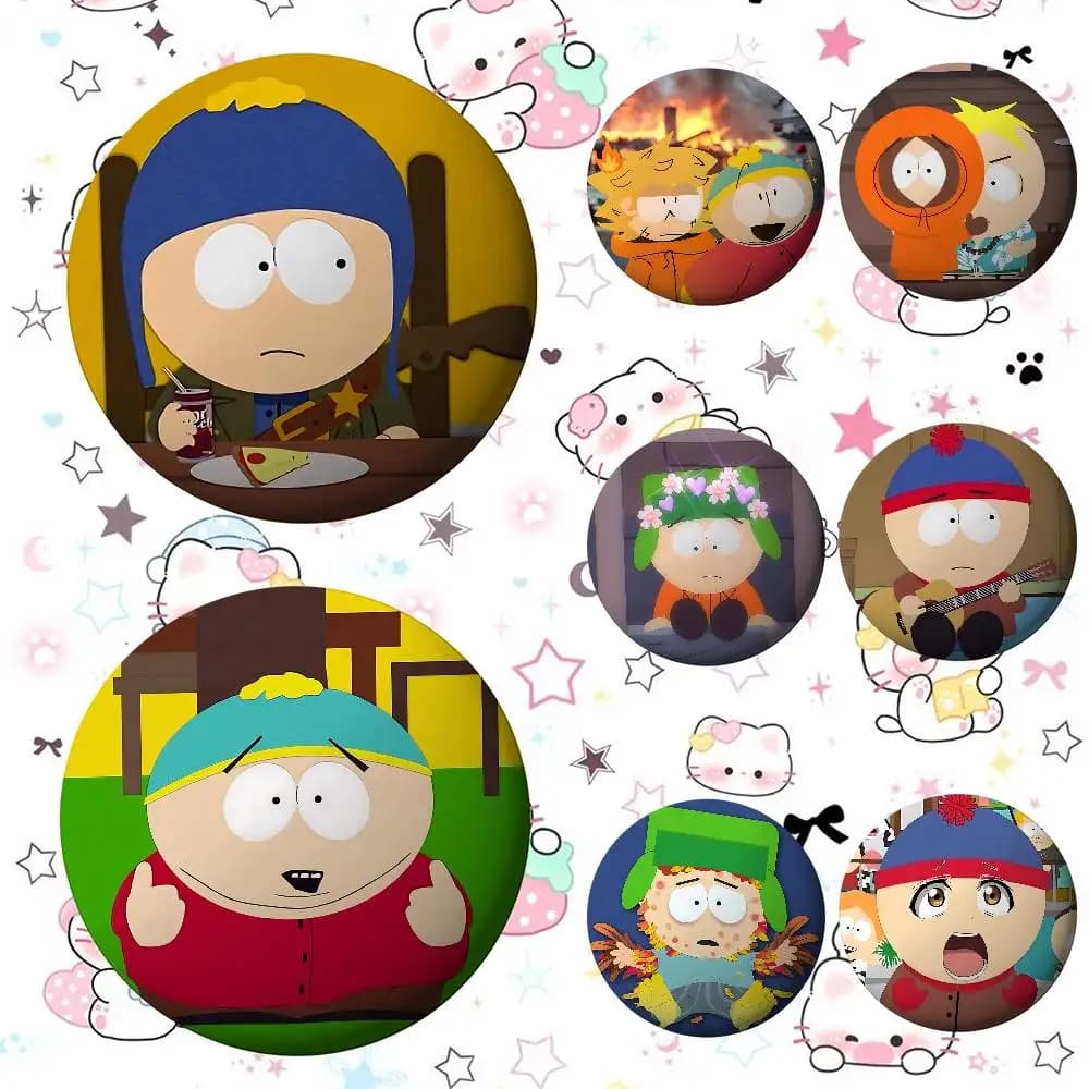 Cartoon S-South Divertenti P-Parks Distintivi Divertenti Spille con bottoni creativi Spille adorabili per vestiti Zaini Buoni regali per i bambini Amici