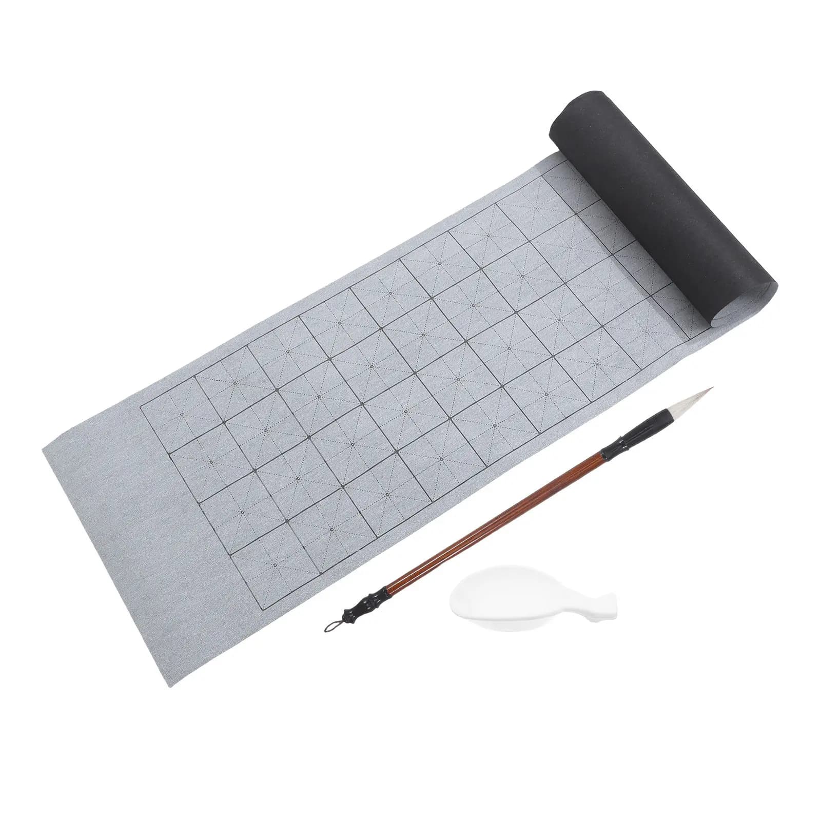 1Set Chinese Water Writing Cloth Calligraphy Practice Set Reusable Brush Pen Water Dish Beginner Skill Training Kit