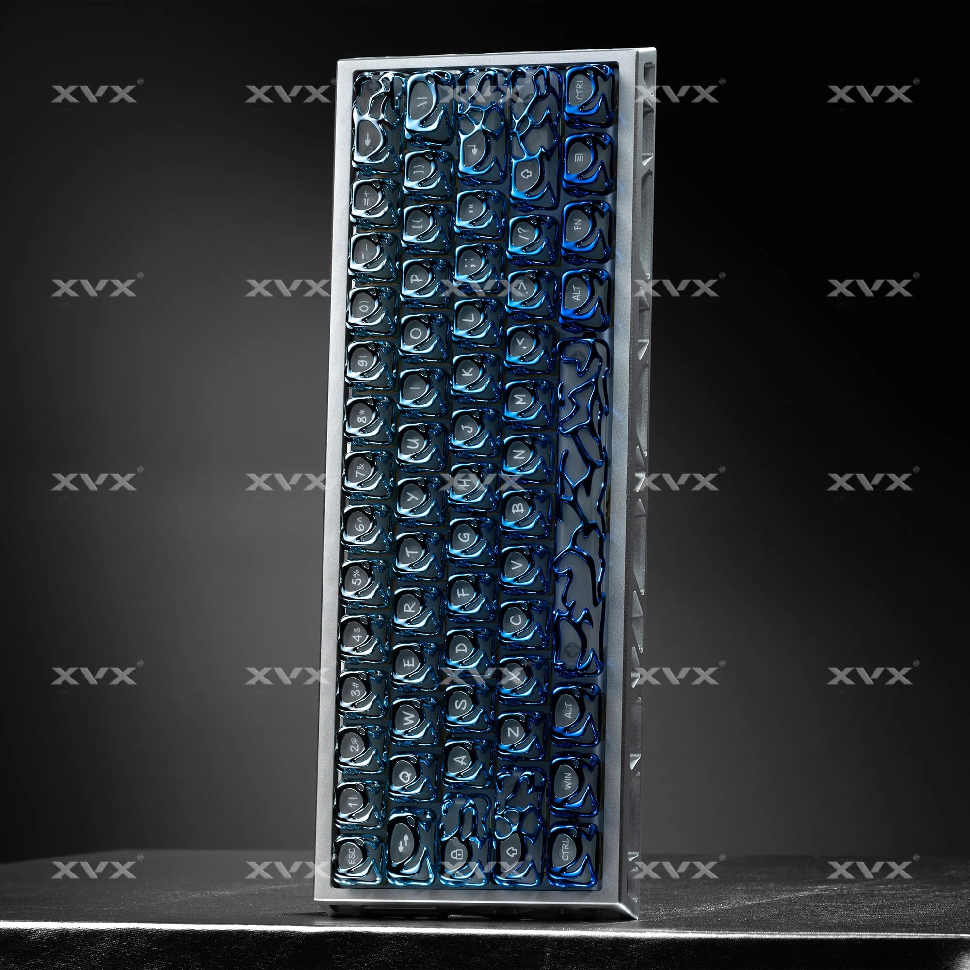Keycaps XVX 120 Personalizzati Blu Sfumato Lucidi Traslucidi con Texture Metallica per Tastiera Meccanica PC, Keycaps Venom Regalo