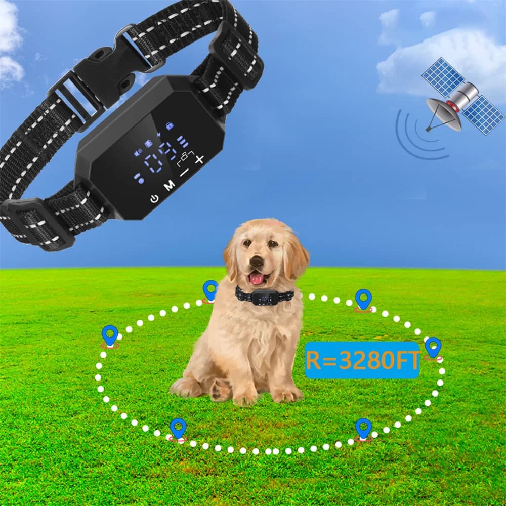1000m GPS Dog Fence 100 ~ 3280 Ft Range collare elettrico per addestramento del cane per cani vibrazione suono Shock ricaricabile impermeabile