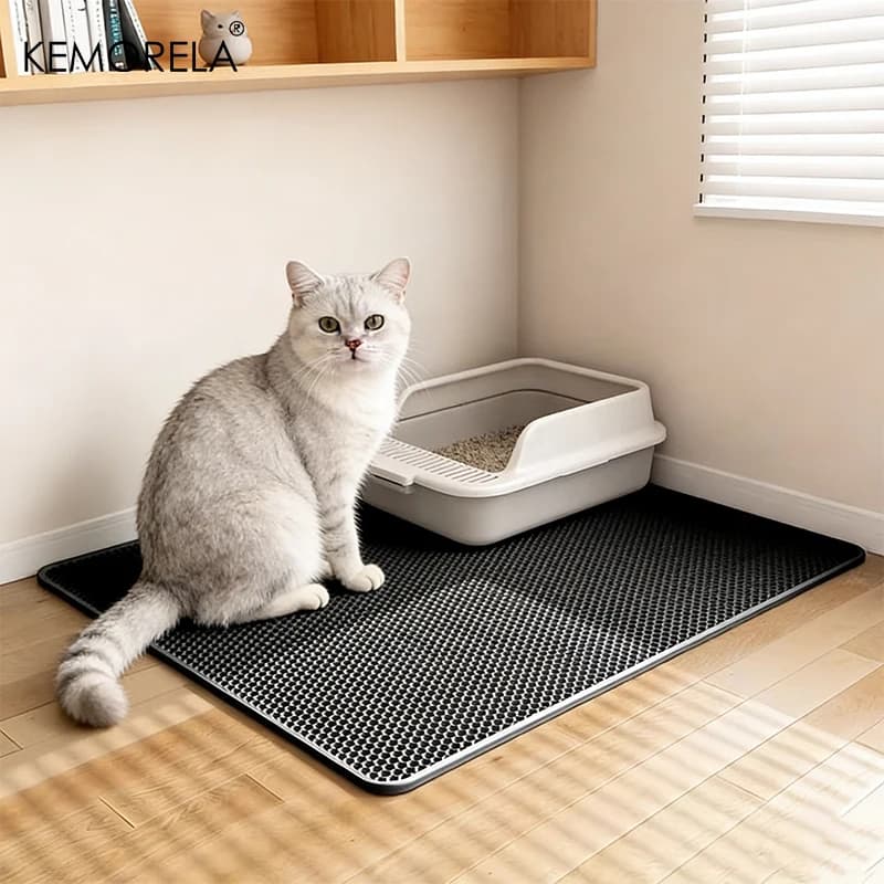 Tappetino per lettiera per gatti in EVA 2 in 1 per impieghi gravosi con superficie antiscivolo resistente agli odori, durevole, compatibile con vassoi/scatole per lettiera