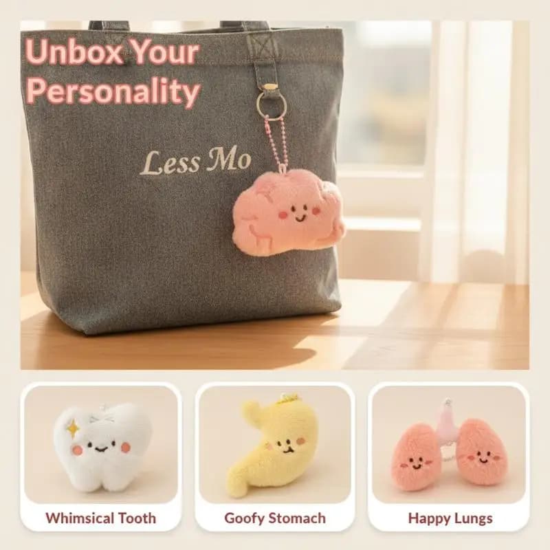 Weird Creative Furry Organ Stuffed Keychain Soft Plush Animal Pendant Backpack Hanging Ornament for Souvenirs
