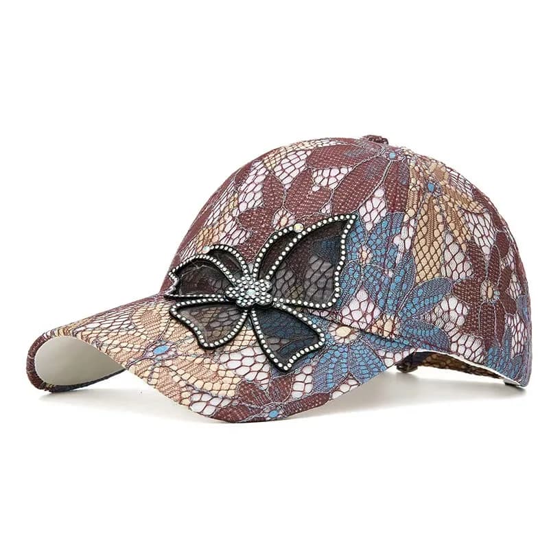Lady Rhinestone Bow Duck Tongue Hat Sunscreen Baseball Hat Outdoor Sunshade Hat