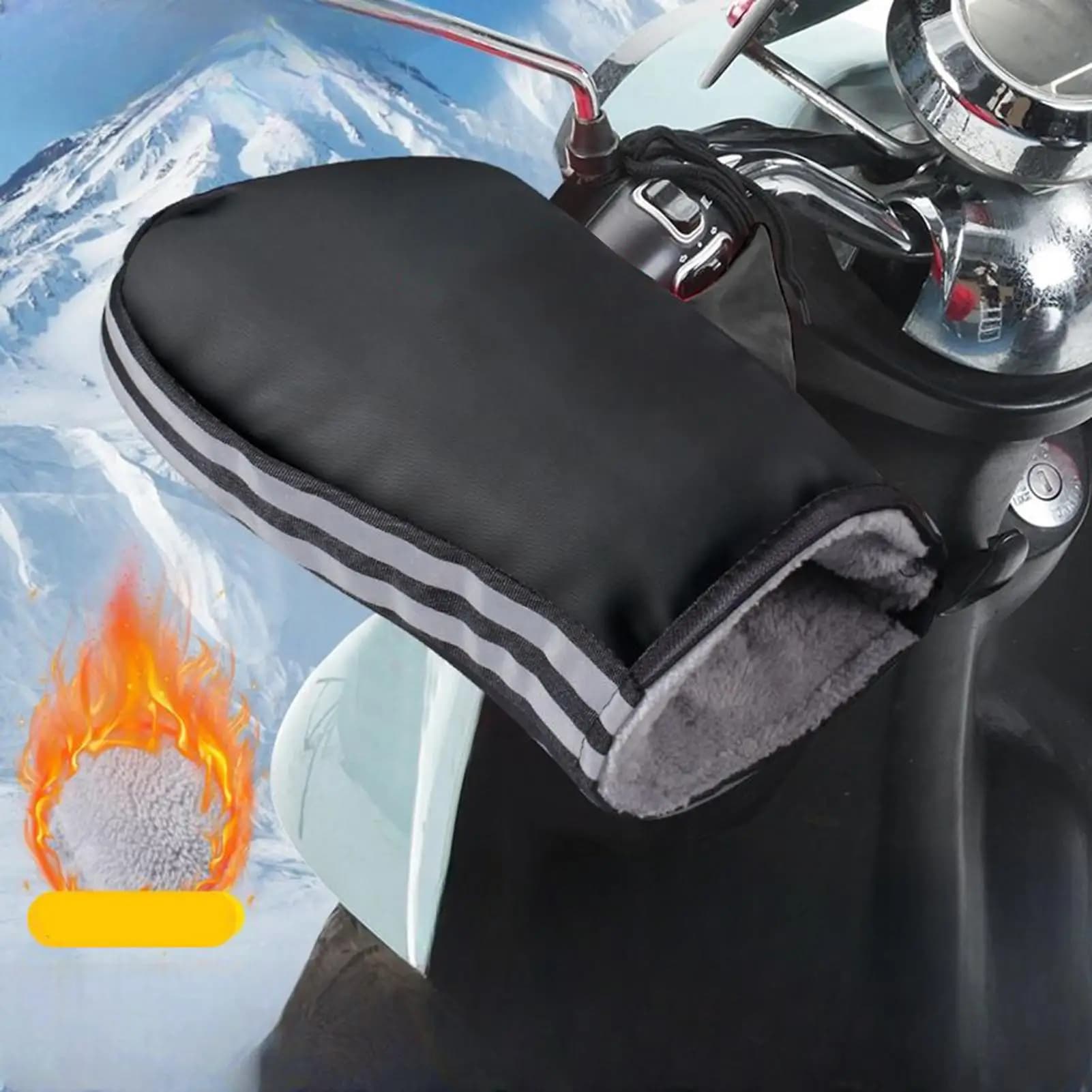 Guanti da manubrio con strisce riflettenti Manicotti caldi antivento impermeabili Manicotti da manubrio per moto per la guida urbana quotidiana