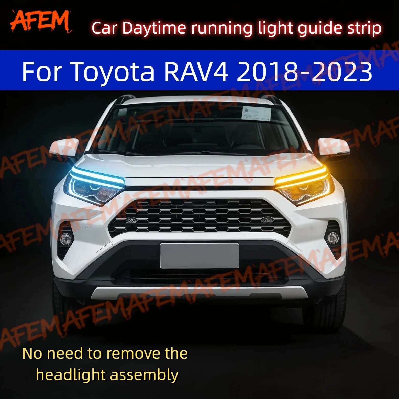 2Pcs 12V Led Guide Strip Headlight For Car Daytime Running Lights Turn Signal Bulb DRL For Toyota RAV4 2018-2023