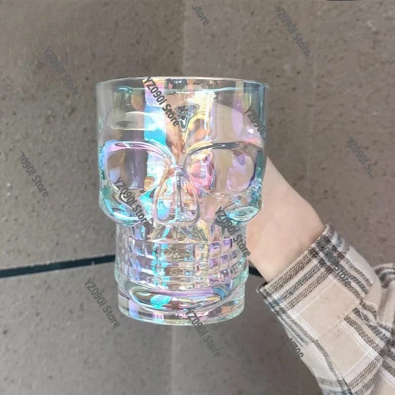 Boccale da Birra con Cinghia a Teschio, Bicchiere Personalizzato Luminoso Colorato per Bar e Tavola