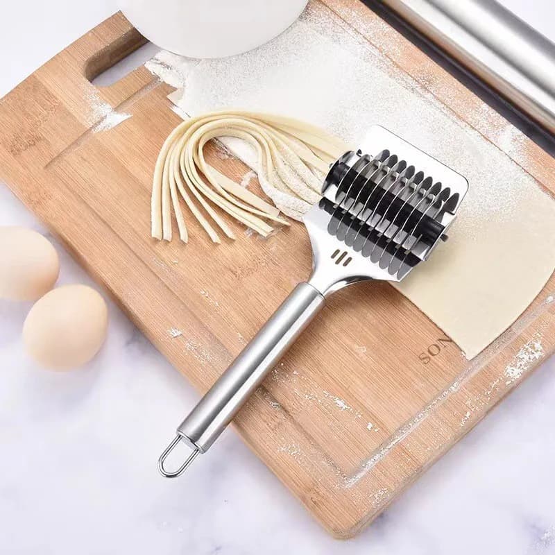 Taglierina a rullo per reticolo per pasta in acciaio inossidabile, taglierina manuale multifunzionale per noodle, scalogno, aglio, affettatrice per pizza, strumento di cottura