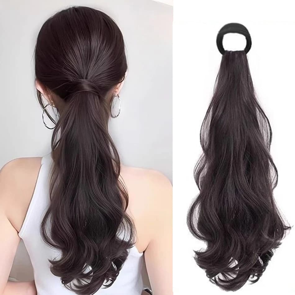 Synthetic Horse Coil Hair Extension With Elastic Coda Long Riccia Corrugated Layered For Women Heat Resistant Hair Wig For Daily Use