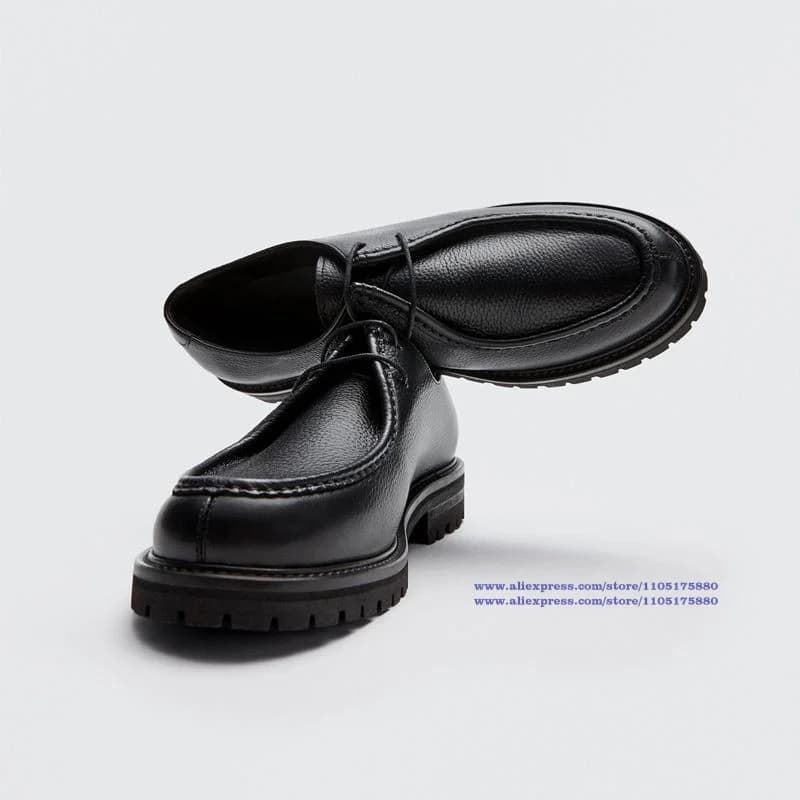 Black Leather Derby Shoes for Men Brown Suede Lace Up Casual Shoes Men's Shoes British Style Trendy Luxury Designer Men's Shoes