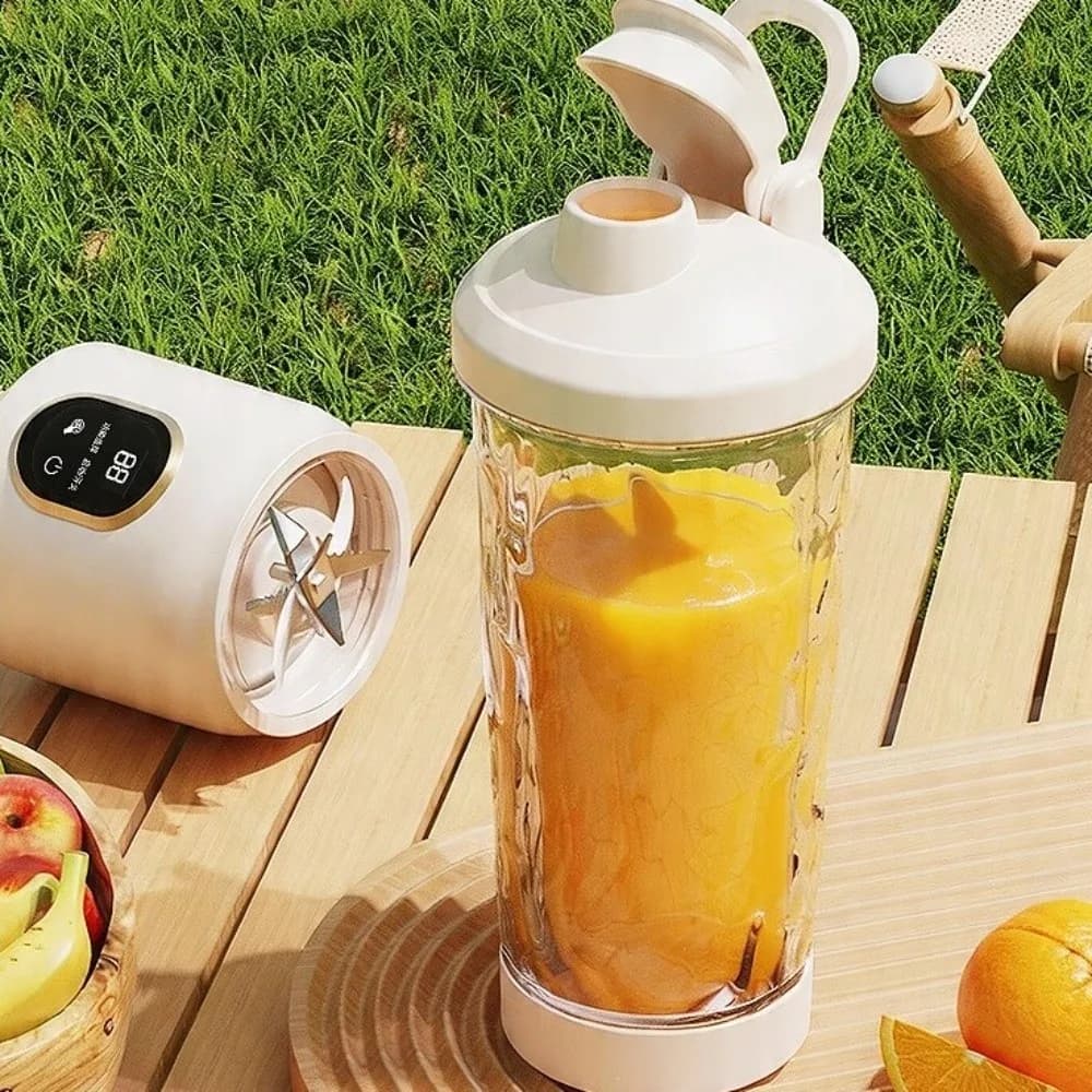 USB Rechargeable Portable Electric Juicer 600ML Capacity Digital Display Juice Cup Blender Cordless Plastic