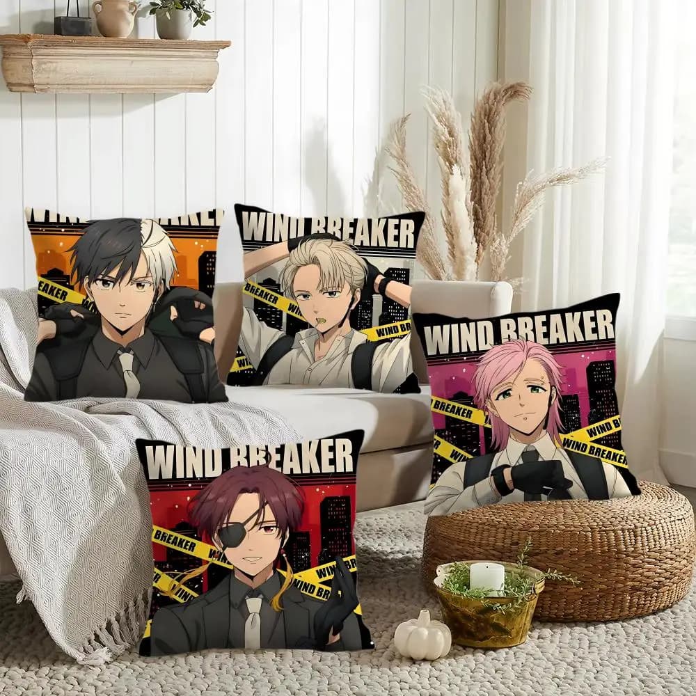 Wind B-Breaker W-Webtoon Cushion Cover Double-Sided Printed Organic Linen Pillow Cover, Decorative for Sofa Home
