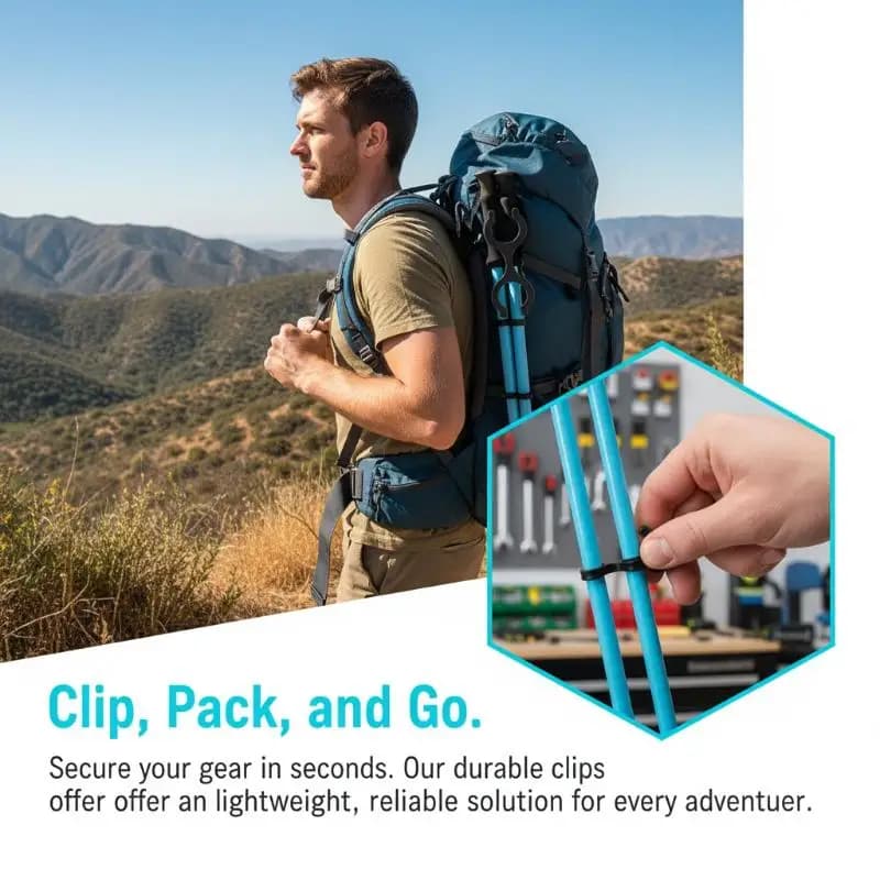 New 4Pcs Trekking Pole Clips Compatible Quick Release ABS 8-Shape Holder For Backpacks Hiking Ski Poles Storage Attachments