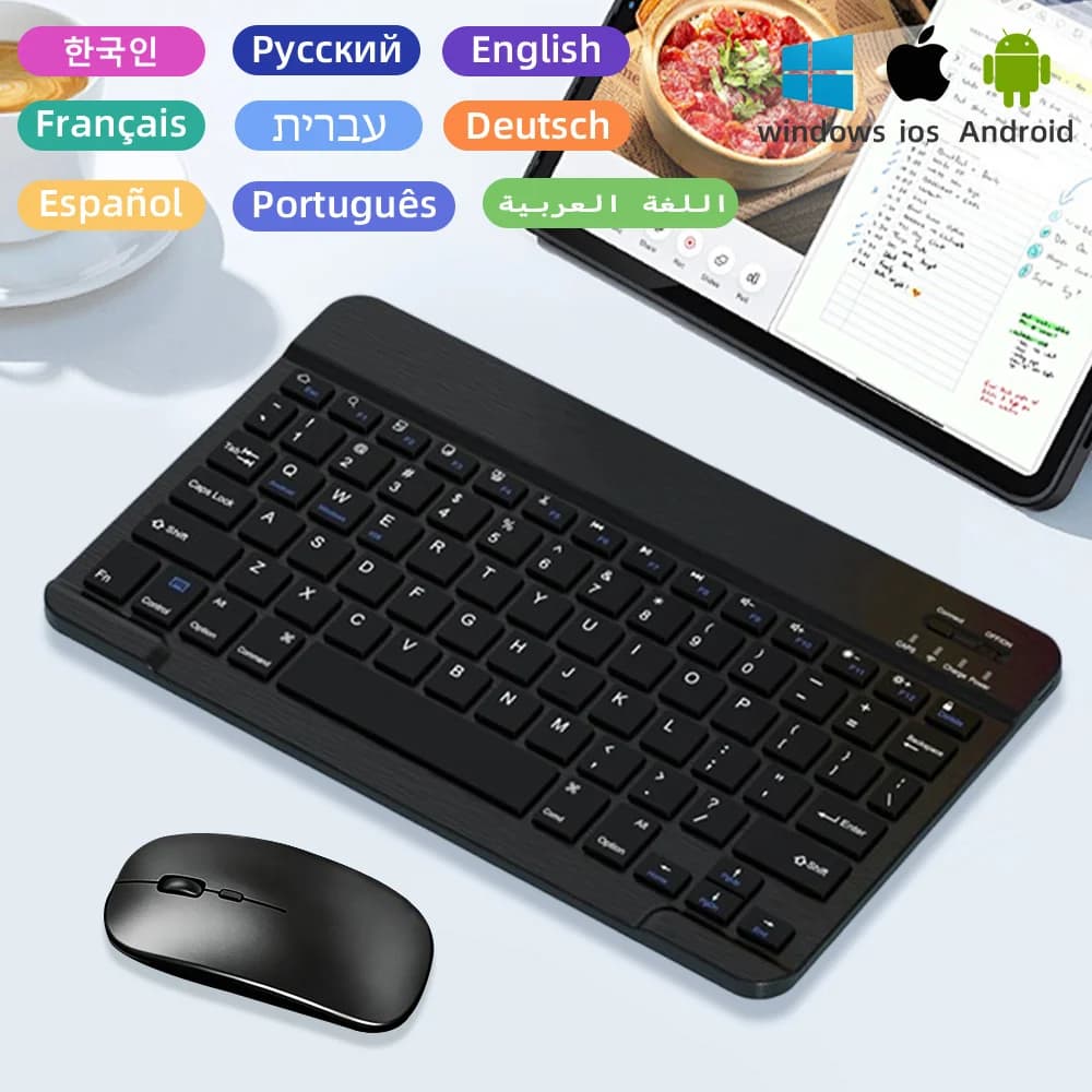 Tastiera e mouse universali per tablet con tastiera wireless Bluetooth per Xiaomi Android iOS Accessori iPad Tastiera iPad