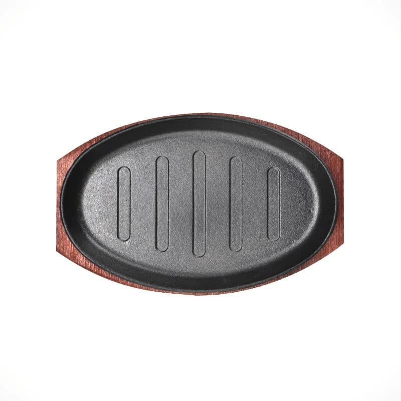 Base in legno con piastra ovale in ghisa al forno dal design moderno di vendita caldo