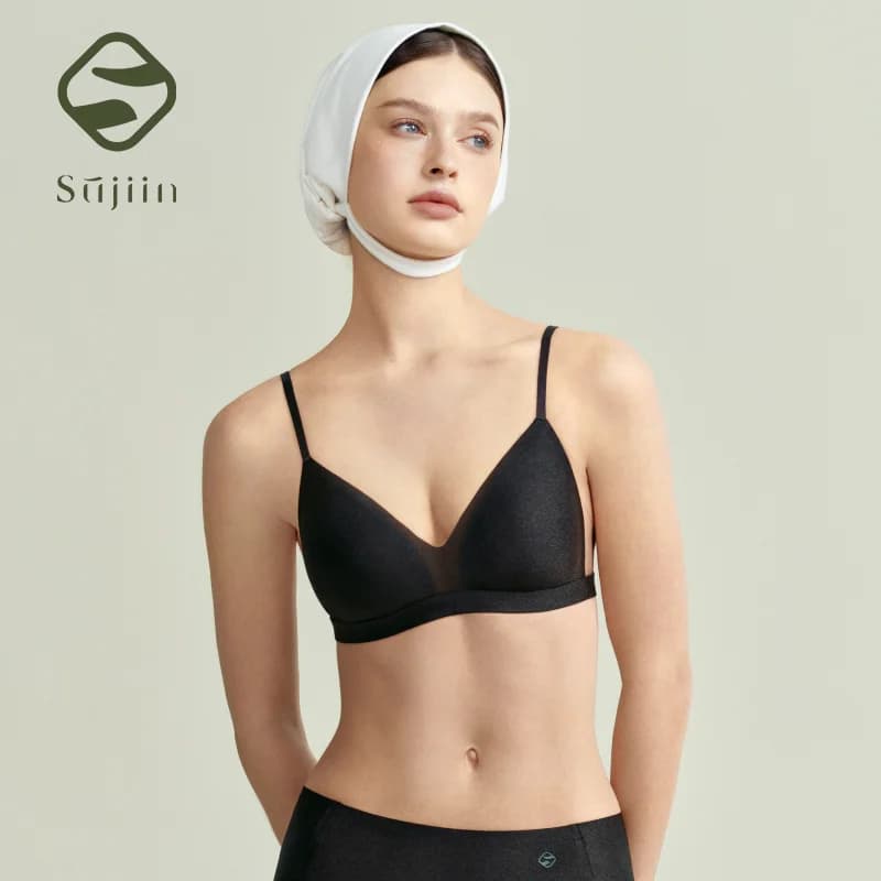 SUJIIN Reggiseno push up senza cuciture da donna Estate senza fili Cool Bralette Reggiseno con cinturino per spaghetti con coppa a triangolo francese femminile per donna MX303