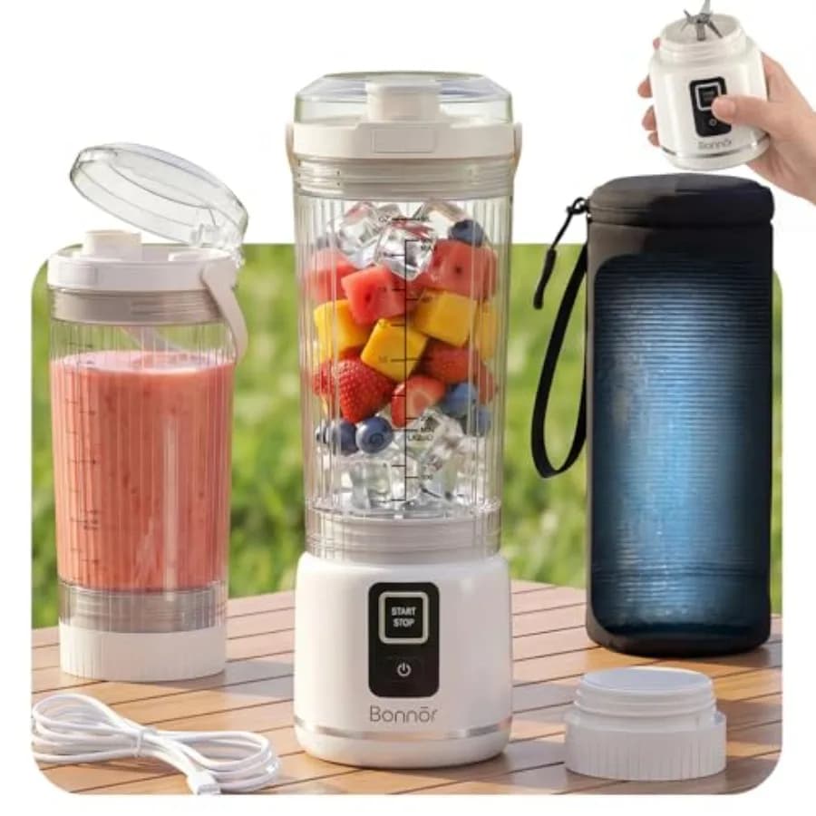 Wireless Portable Blender for Smoothie and Ice Tritato with 2 22oz Glasses and 12h Thermal Bag, Removable and Easy to Clean, Personal Blender