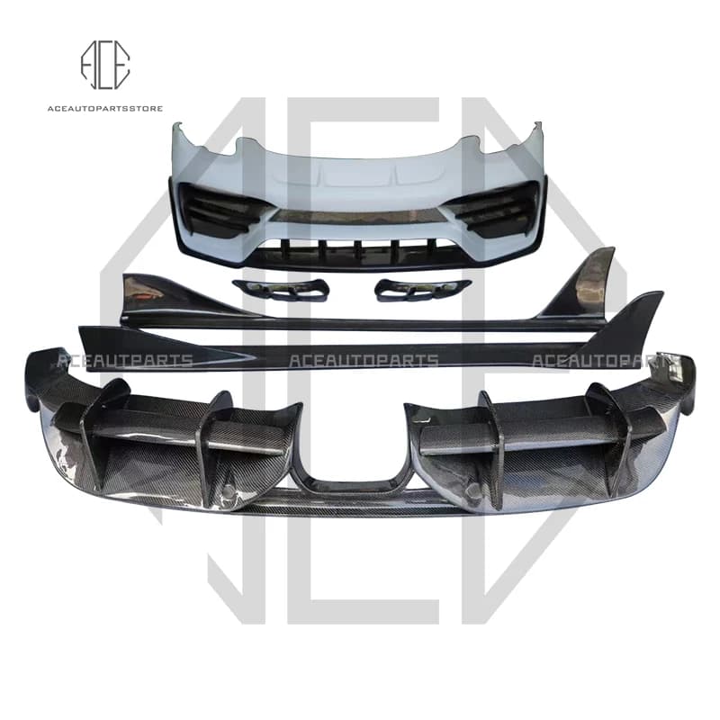 PD style half carbon fiber front bumper rear diffuser side skirt rear lip Splitter for porsche boxster cayman 981