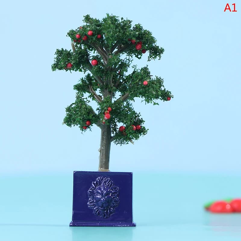 Alberi da frutto in miniatura per casa delle bambole 1:12, piante in vaso simulate, decorazioni per bambole