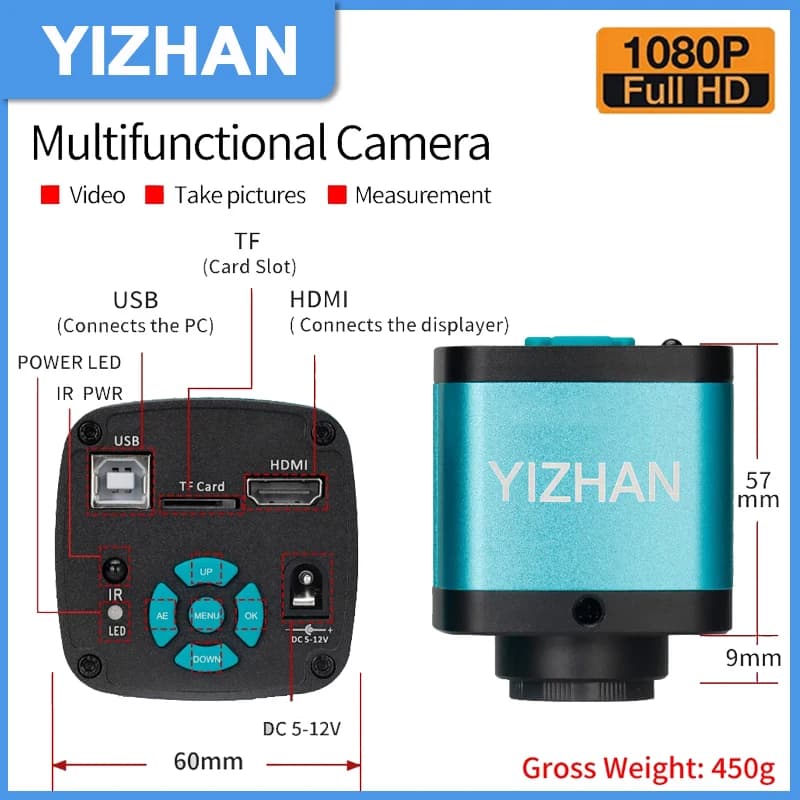 1/2.8 "IMX327 Sensore Microscopio Elettronico Digitale Accessorio 4K 48MP FULL HD Fotocamera HDMI USB 1080P 60FPS C-Mount telecomando