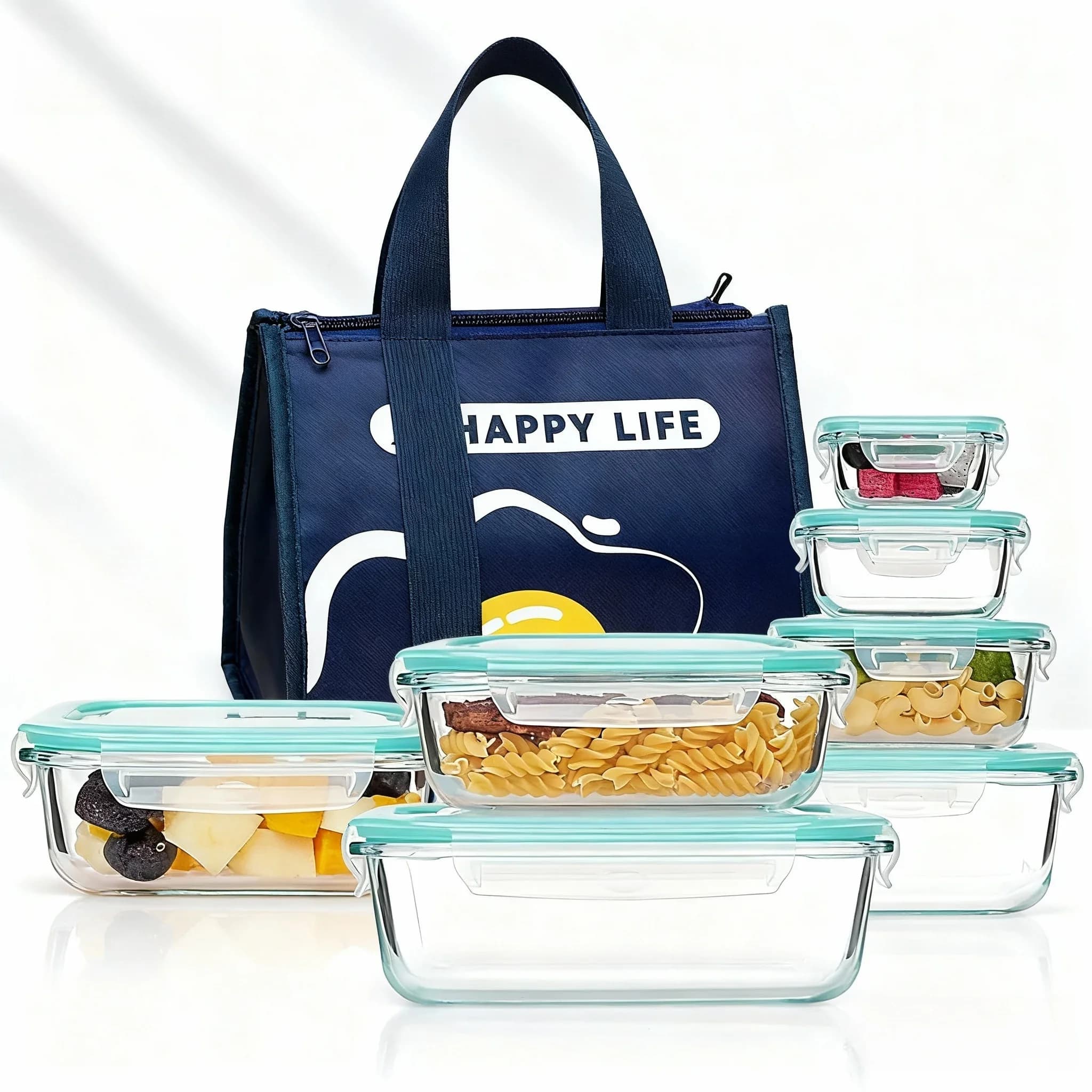 Bento Box per il pranzo in vetro per adulti, contenitori per la conservazione degli alimenti con coperchi Contenitore per la preparazione dei pasti sicuro per microonde e lavastoviglie per ufficio
