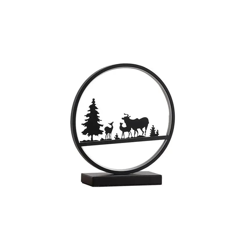 Lampada da tavolo nera da 12,75 pollici con design della famiglia dei cervi, luce a LED per la decorazione domestica