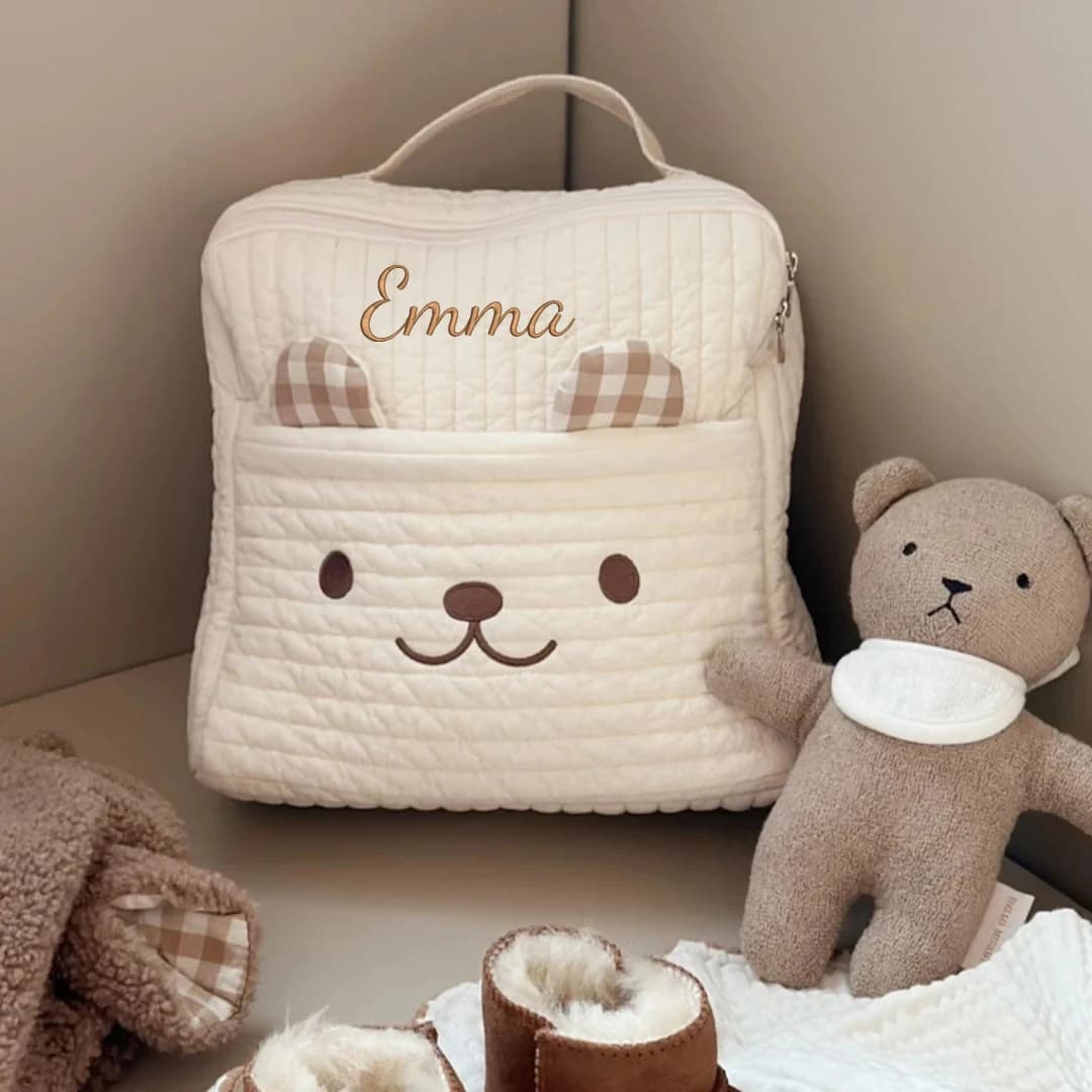 Zaino per bambini con orso ricamato personalizzato borse da scuola per bambini regali per bambini zaino per neonati borsa per libri per studenti dell'asilo