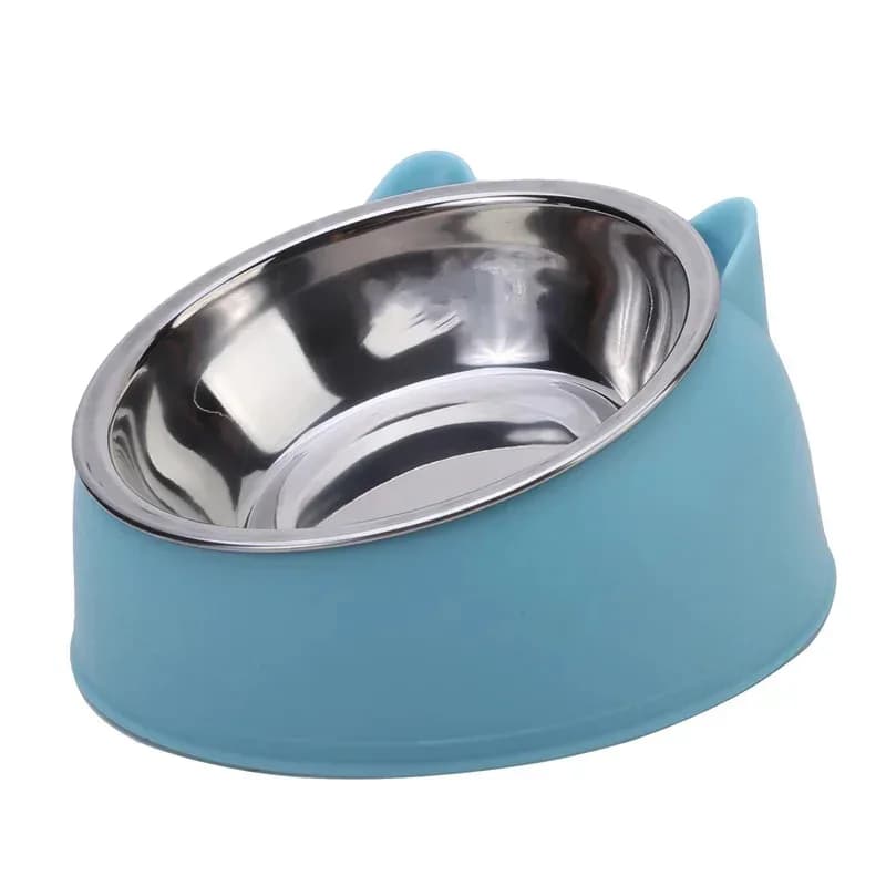 1Pc Ciotola per gatti Bella Creativa Inclinata Gattino Cucciolo Ciotole per Alimenti Gatti in Acciaio Inox Bere Mangiatoia Pet Cani Gatti Mangiatoie