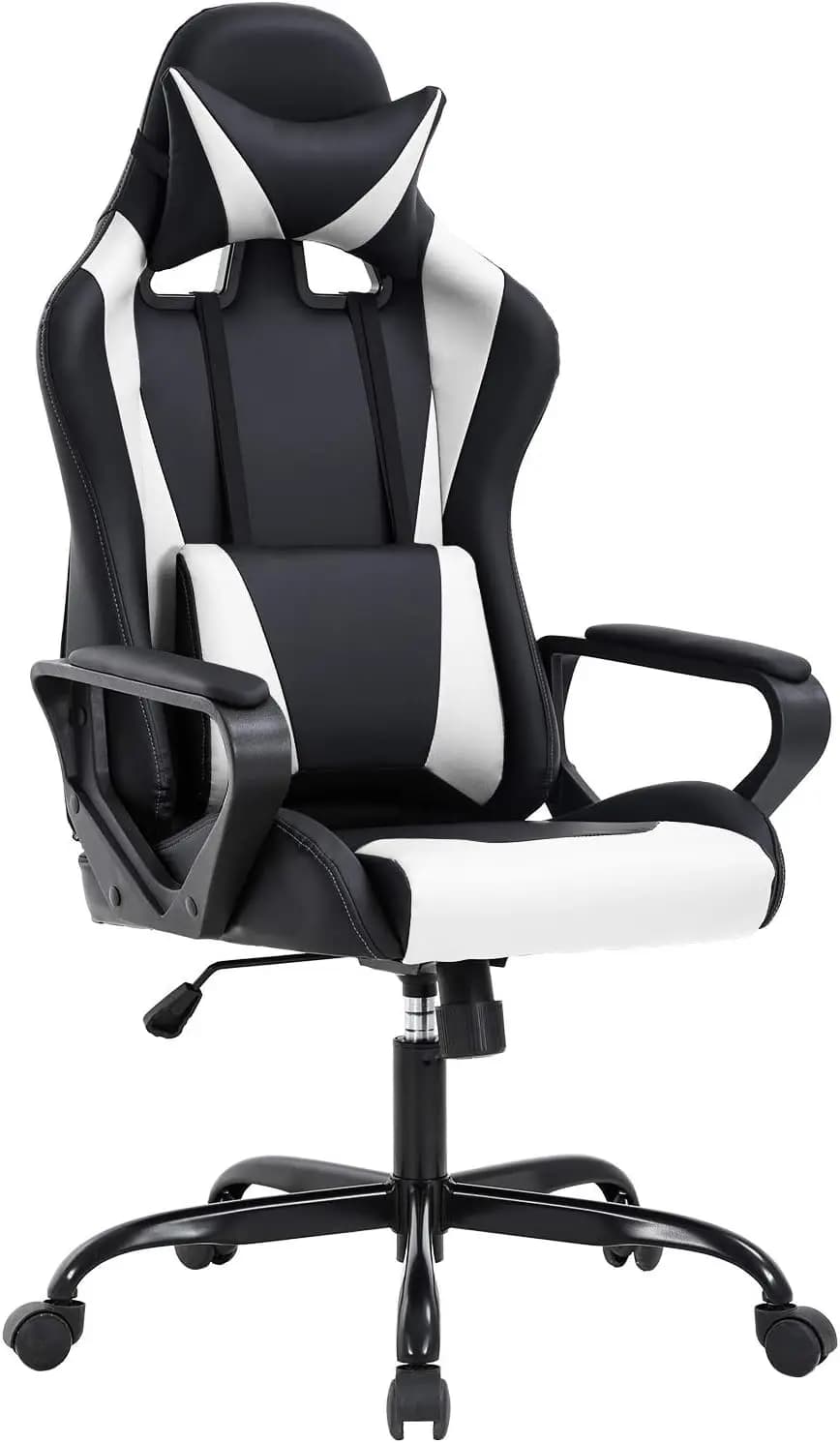 Sedia da Gaming Ergonomica con Schienale Alto, Girevole e Rotante con Supporto Lombare per Alleviare il Dolore alla Schiena, Bianca