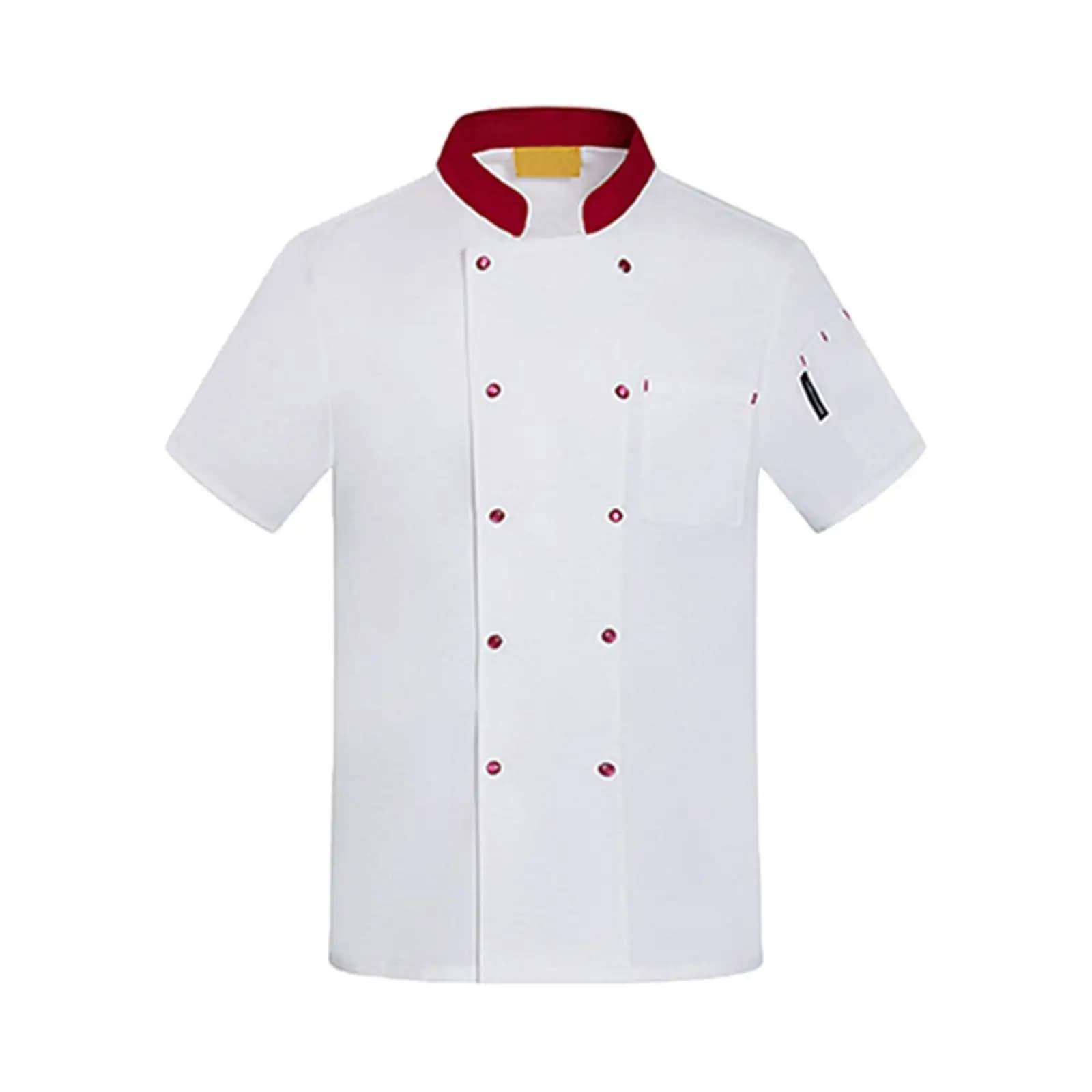 Unisex Uniform Short Sleeve Chef Coat Jacket for Catering Cooker Bakery Bar