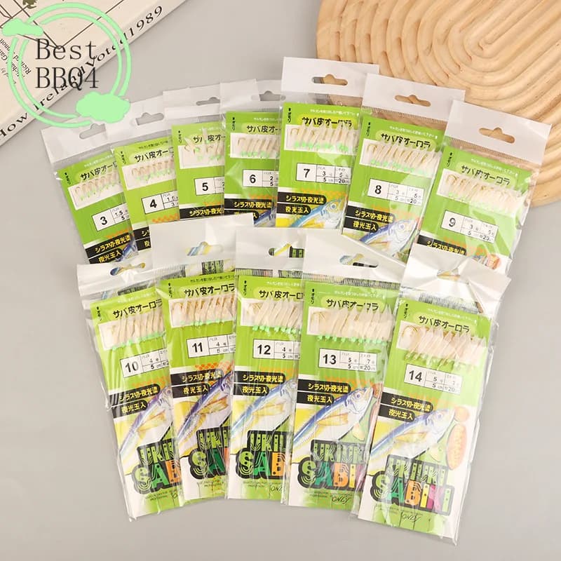 BBQ4 10 Pezzi/Confezione Amo da Pesca Bionico con Pelle di Pesce Bianca Apollo Uki Uki Sabiki, Amo da Pesca con Pelle di Pesce Bianca, Attrezzo da Pesca