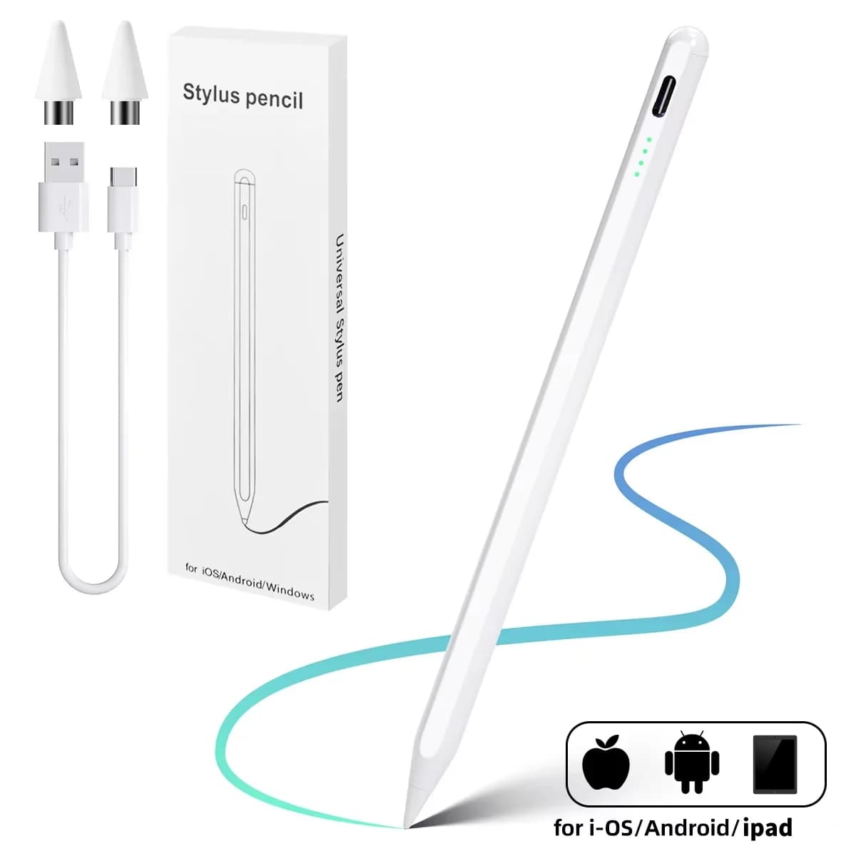 Penna Stylus per Apple Pencil, Penna Touch per Tablet iOS con Indicatore di Carica, per iPhone e Accessori per Tablet Xiaomi