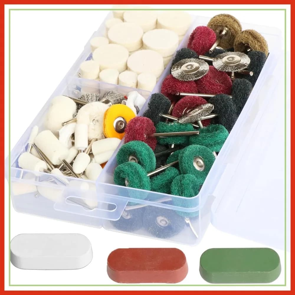 Set di 150 ruote per lucidatura e levigatura per utensili rotanti, kit abrasivo con gambo da 3 mm
