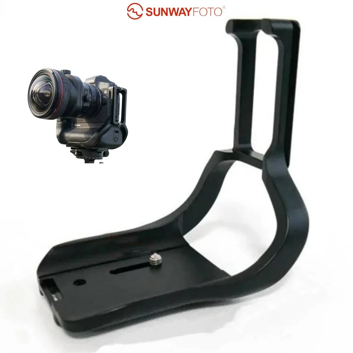 SUNWAYFOTO Staffa a L dedicata, per fotocamera Canon EOS R, con piastra di rilascio specifica per testa treppiede con impugnatura batteria PCL-RG