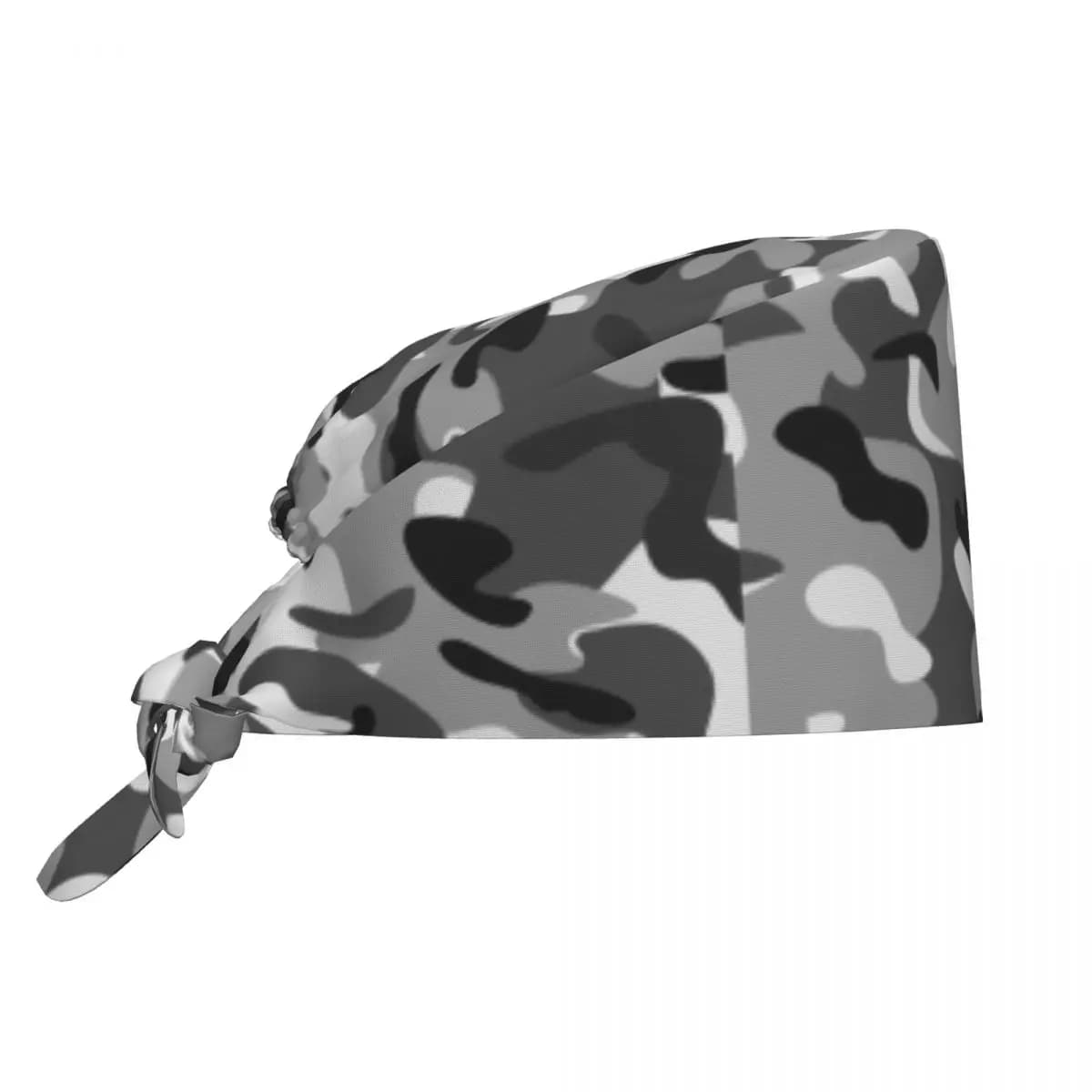 Cappello Scrub Traspirante Camouflage Grigio Personalizzato Berretti Scrub Chirurgici Berretto Medico Infermiera Unisex Camo Scrub da Lavoro Cappello Medico Chirurgico
